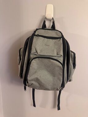 Mancro Diaper Bag Backpack Gray Multi Pocket Insulated Bottle Cooler Travel  Bag